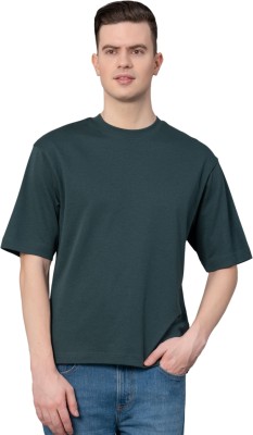 RED TAPE Solid Men Round Neck Dark Green T-Shirt