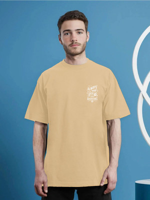 Moda Rapido Printed Men Round Neck Beige T-Shirt