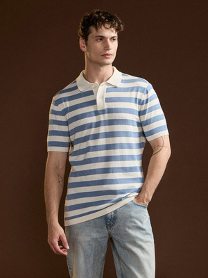 THE BEAR HOUSE Striped Men Polo Neck Multicolor T-Shirt