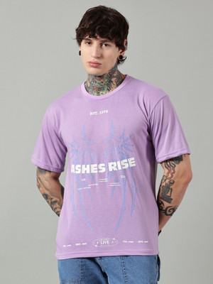 Diversify Printed Men Round Neck Purple T-Shirt