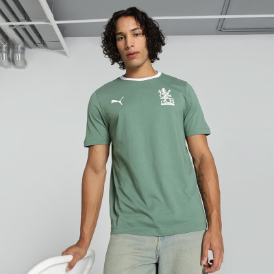 PUMA Solid Men Round Neck Green T-Shirt