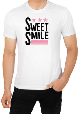 LV CARE Printed Men Round Neck White T-Shirt