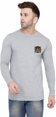 GEUM Graphic Print Men Round Neck Silver T-Shirt