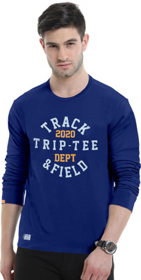 Trend Twisst Printed Men Round Neck Dark Blue T-Shirt