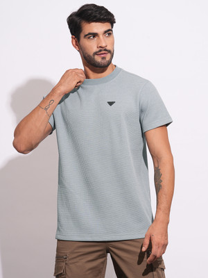 BEING HUMAN Self Design Men Round Neck Grey T-Shirt