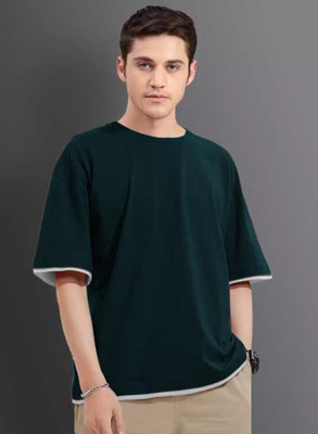 Wearit Solid Men Round Neck Green T-Shirt