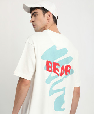 THE BEAR HOUSE Printed, Typography Men Round Neck White T-Shirt