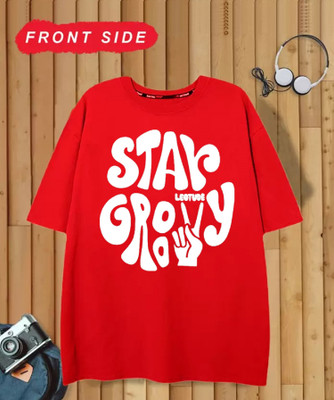 Leotude Printed Women Round Neck Red T-Shirt