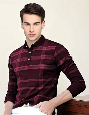 Autna Printed Men Polo Neck Maroon T-Shirt