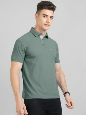 Triptee Solid Men Polo Neck Light Green T-Shirt