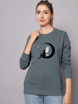 ZentWorld Printed Women Round Neck Grey T-Shirt