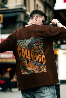 dos hermanos Typography Men Round Neck Brown T-Shirt