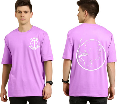 Be Crazyy Printed Men Round Neck Purple T-Shirt