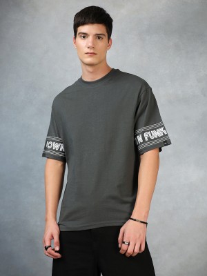 BEWAKOOF Typography Men Round Neck Grey T-Shirt