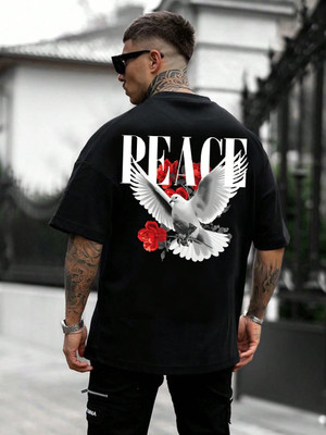 VABRU Printed Men Round Neck Black T-Shirt