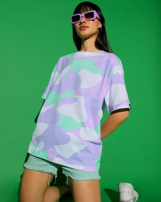 BEWAKOOF Military Camouflage Women Round Neck Multicolor T-Shirt
