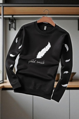 FAOES Printed Men Round Neck Black T-Shirt