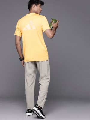 ADIDAS Printed Men Round Neck Yellow T-Shirt