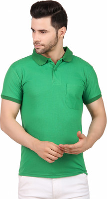 Urban Rod Solid Men Polo Neck Green T-Shirt