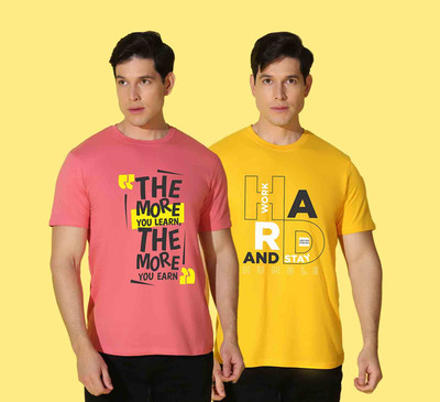 WOOSTRO Printed Men Round Neck Multicolor T-Shirt