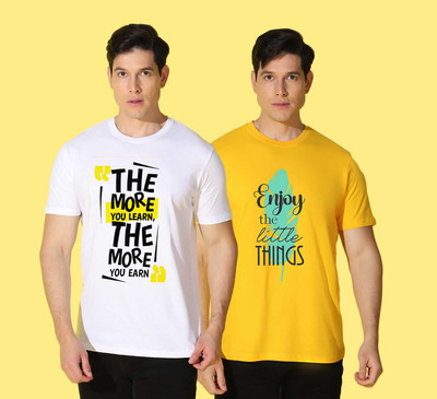WOOSTRO Printed Men Round Neck Multicolor T-Shirt
