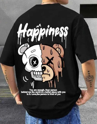 KAWACHINE Printed Men Round Neck Black T-Shirt
