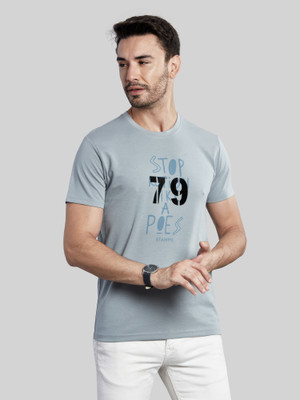 BE POSITIVE Printed Men Round Neck Grey T-Shirt