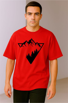 BLOSSOMTRADER Printed Men Round Neck Red T-Shirt