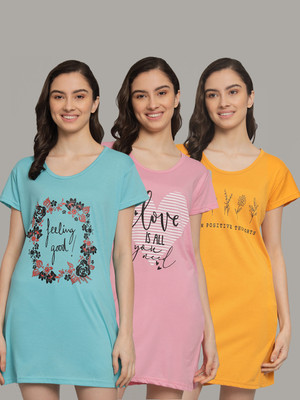 Fit N Fame Printed Women Round Neck Multicolor T-Shirt