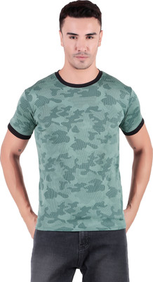 TQH Printed Men Round Neck Green T-Shirt