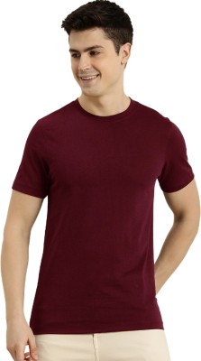 LazyChunks Solid Men Crew Neck Maroon T-Shirt