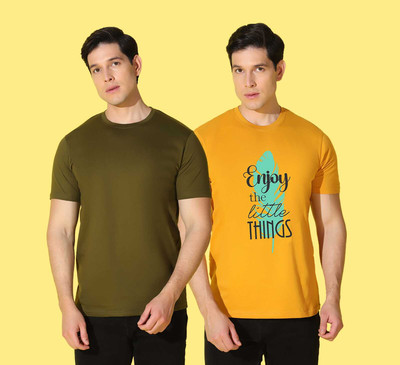 WOOSTRO Printed Men Round Neck Multicolor T-Shirt