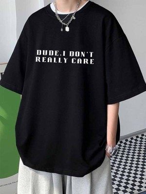 Cool Plus Typography Men Round Neck Black T-Shirt