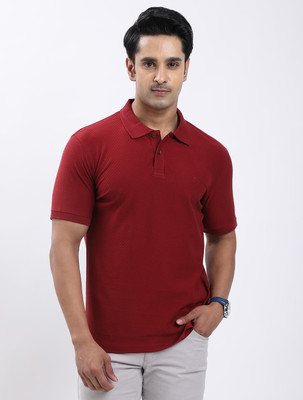 INDIAN TERRAIN Solid Men Polo Neck Maroon T-Shirt