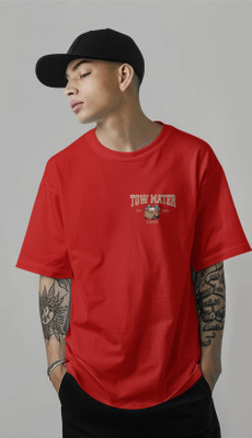 Harble Graphic Print Men Round Neck Red T-Shirt