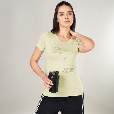 Ajile By Pantaloons Solid Women Round Neck Light Green T-Shirt