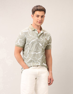U.S. POLO ASSN. Abstract Men Polo Neck Green T-Shirt