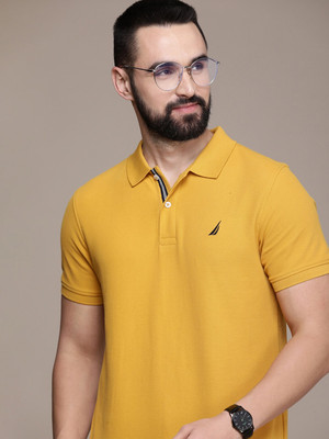 NAUTICA Solid Men Polo Neck Blue T-Shirt