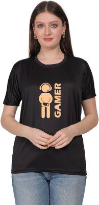 TRADIBALAJI Printed Women Round Neck Black T-Shirt