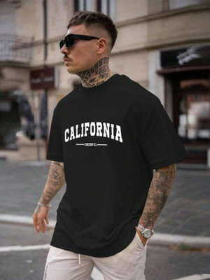 SPOWEARY Printed Men Round Neck Black, Multicolor T-Shirt