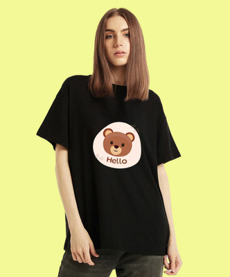 prageet Printed Women Crew Neck Black T-Shirt