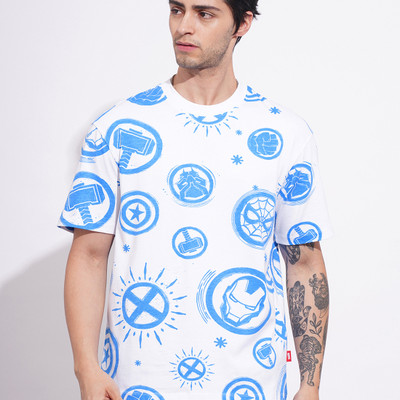 BEING HUMAN Graphic Print Men Round Neck White T-Shirt