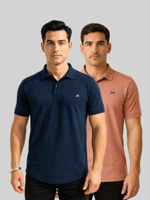 Force NXT Solid Men Polo Neck Multicolor T-Shirt