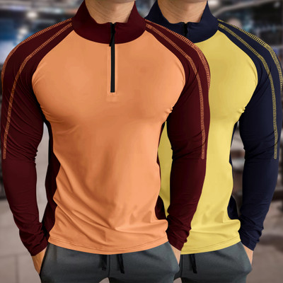 GARBLY Self Design Men Henley Neck Maroon T-Shirt