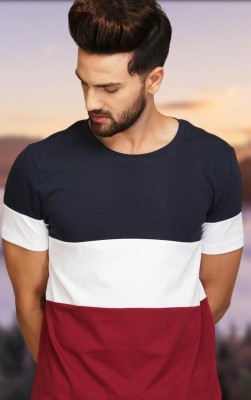 BLACKSTUDDS Colorblock Men Round Neck Multicolor, Navy Blue, White, Maroon, Black T-Shirt