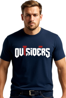 RasJon Printed Men Round Neck Navy Blue T-Shirt