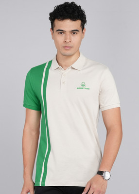 United Colors of Benetton Colorblock Men Polo Neck Beige T-Shirt