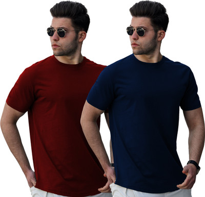 JUGULAR Solid Men Round Neck Multicolor T-Shirt