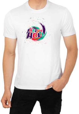 LV CARE Printed Men Round Neck White T-Shirt