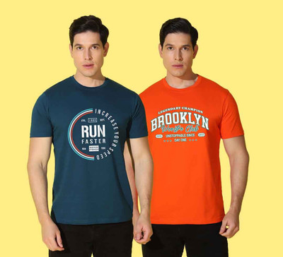 WOOSTRO Printed Men Round Neck Multicolor T-Shirt